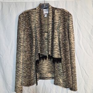 Joseph Ribkoff Sz 12 Vintage Animal Print Open Front Cardigan Tank Top Set